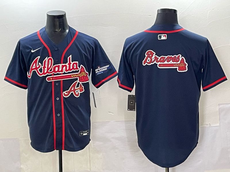 Men Atlanta Braves Blank Drak Blue  joint name Nike 2025 MLB Jersey style 010
